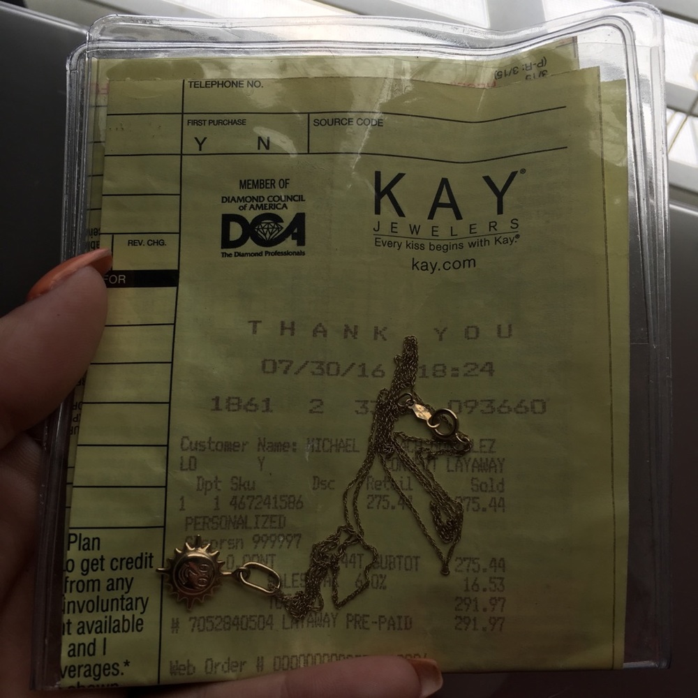 Yellow Gold Necklace 20” With Charm